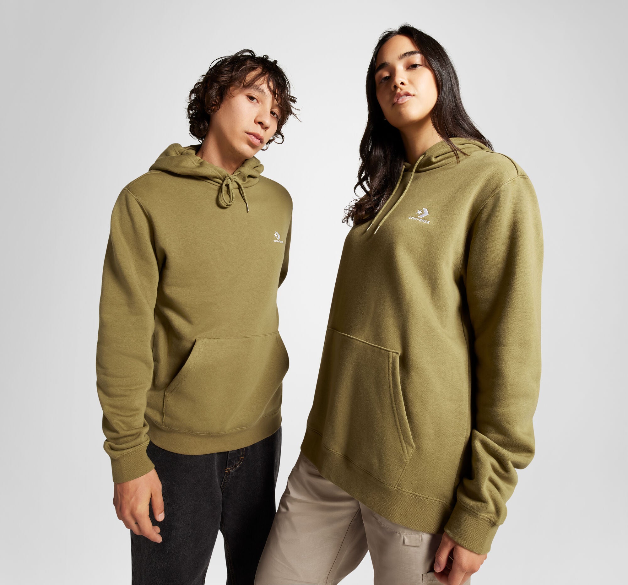 Standard Fit Left Chest Star Chevron Embroidered Hoodie
